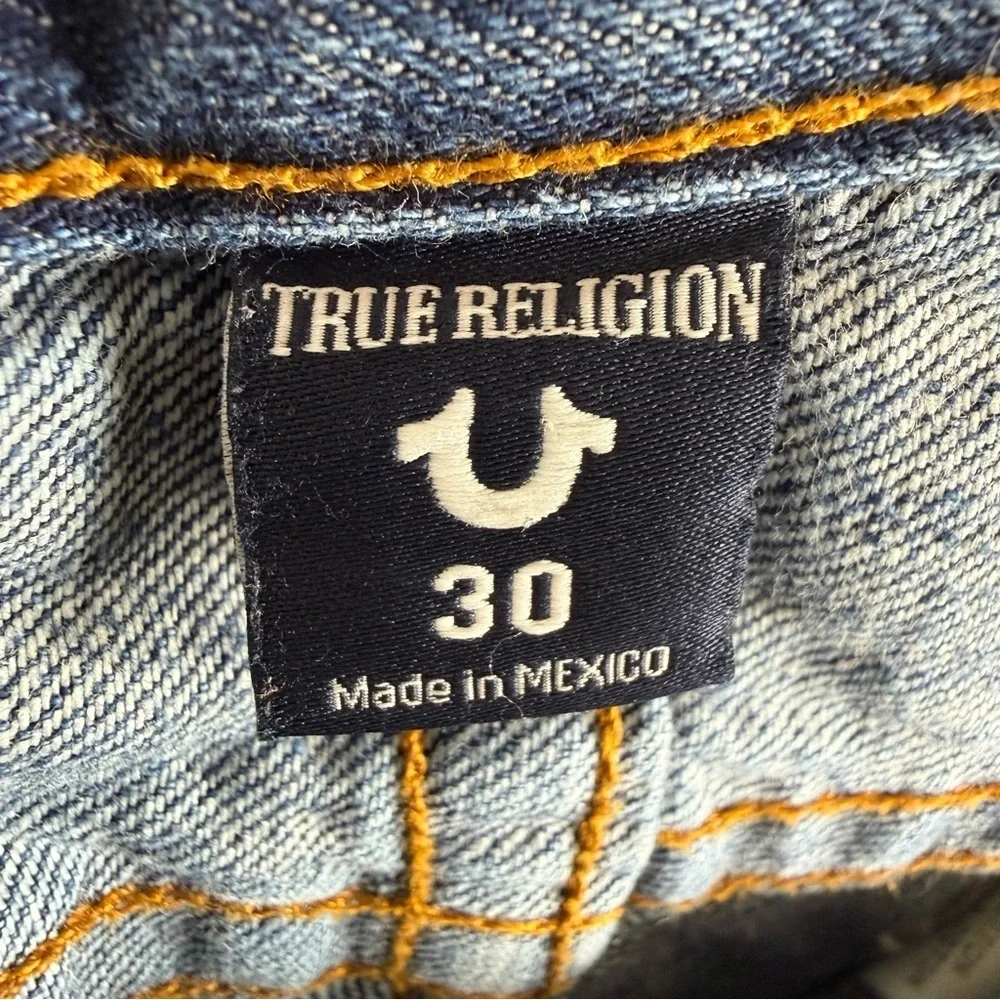 True Religion Geno Jeans Men's Size 30 (32X34) Blue Relaxed Slim No Flap - Picture 11 of 13